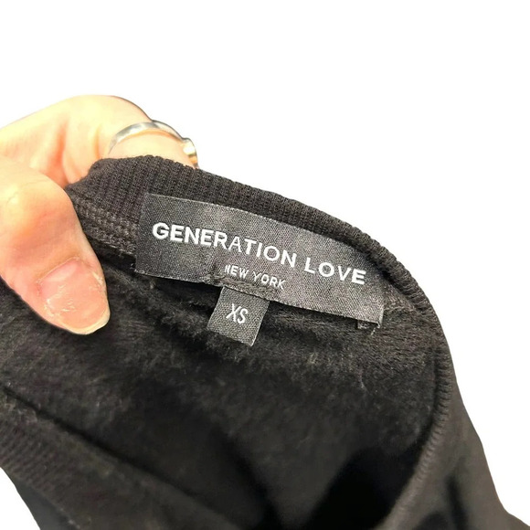 Generation Love Finley Faux Leather Sleeve Sweatshirt‎ Black Size XS - Picture 7 of 9